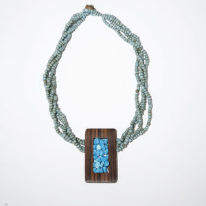 Ethnic Tribal Blue beaded Handmad Pendant necklace